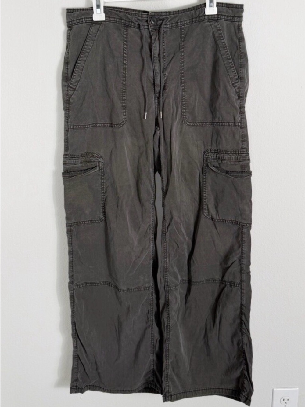American Eagle Cargo Pants Women 16R Baggy Wide Leg Utility Gray